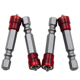 4Pcs 50MM Magnetic Hex Shank Electric Screwdriver Bits - Red Phillips Head Power Tool Accessories with Anti-Slip Grip
