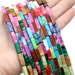 4*13MM Natural Stone Square Aventurine Tiger Eye Agates Crystal Jades Spacer Beads For Jewelry Making DIY Bracelet Accessories