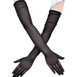 New 53CM Thin Elasticity Tulle Mesh Gloves Elegant Women Sexy Black Summer Sunscreen Gloves Female Anti-UV Driving Car Mittens