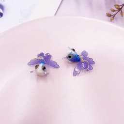Unique Asymmetrical Goldfish Earring Cute Resin Koi Earrings Creative Bubble And Koi Goldfish Design Earrings Custom Jewelry