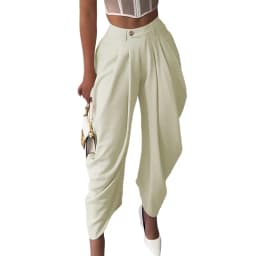 2026 Trend Mid Waist Women's Cargo Harem Sweat Pants with Ruched Design Casual Street Style Trousers Office Ladies Work Trousers