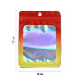 50pcs Thicken Ziplock Bags Gradient Holographic Laser AB Color Plastic Pouch for DIY Jewelry Storage Pouch Zip Lock Bag
