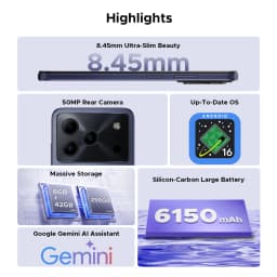 Global Version DOOGEE Note56 Plus Android 16 Smartphone 48GB+256GB 6150mAh Large Battery 6.56'' 90Hz Display 50MP Camera NFC