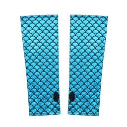 Women Mermaid Costume Fish Scale Pattern Printed Fingerless Long Gloves Arm Sleeves Adult Halloween Cosplay Costume Accessory