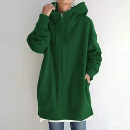 Autumn Womens New Solid Color Loose Long Sleeve Zipper Long Hooded Sweatshirt Coat For Women Versatile Fashion Casual Sweatshirt
