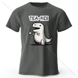 Men's Tea-Rex Dinosaur Printed 100% Cotton T-Shirt, Soft & Breathable Round Neck Short Sleeve Tee, Unisex Fun & Quirky Style