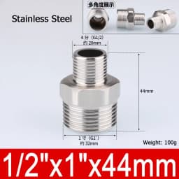 1-10pcs Nipple Connector 1/8"1/4"3/8" 1/2" 3/4"1" Stainless Steel Double Male Thread Equal/Reducing Connector Length 30-100mm