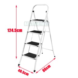 Folding Steel Step Ladder Heavy Duty Stool Seat Portable Ladder Metal Foot With Safety Non Slip Rubber For Office Garage Home