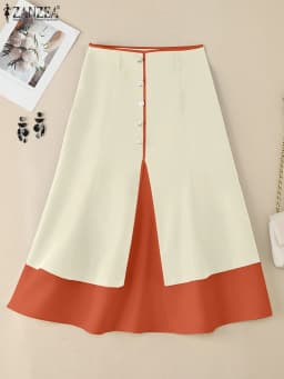 Elegant Office Skirts ZANZEA Women High Waist Patchwork Jupe 2025 Autumn Midi Skirt Robe Elegant A-line OL Work Faldas Saia