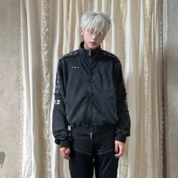 Men's Punk Heavy Washed Vintage Printed Patchwork Subculture Silhouette Sweatshirt