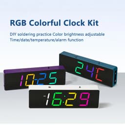 DIY Electronic Clock Kit LED Microcontroller Soldering Exercise Practical Training Production Colorful RGB Clock Loose Parts
