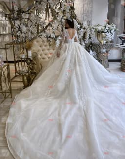 Customzied V-neck Long-sleeved Ball Gown Splendid Wedding Dress Vestidos De Novia Amanda Novias Amanda Novias Official