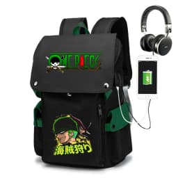 One Piece Zoro Print School Backpack Large Capacity Casual Daypack Travel Bag for Kids Teens