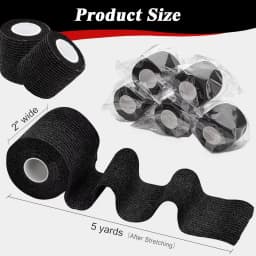 48/24/3PCS Black Tattoo Grip Cover Wraps Self-Adhesive Elastic Bandage Tape Breathable Strong Sports Tape Athletic Bandage Rolls