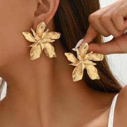 Elegant Multi Layer Metal Petal Flower Stud Earrings for Women Creative Gold Color Hollow Floral Piercing Earrings Jewelry Gifts