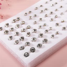 36Pair Mixed Size White Color Crystal Stud Earrings Set Women Girls Small Plastic Geometric Rhinestone Earrings Set Jewelry Gift