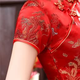 Oversize 4XL 5XL 6XL Qipao Red Dragon Mini Cheongsam Women Satin Vestidos Chinese Style Dresses Vintage Mandarin Collar Qipao