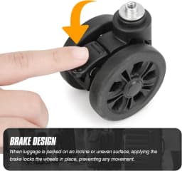 2Pcs Luggage Replacement Wheels with Brakes 55mm Wear Resistant Suitcase Replacement Wheels with Bearings Replacement Wheels