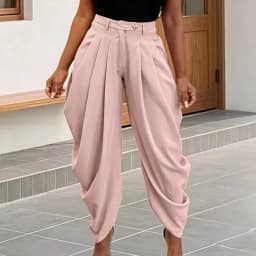 2026 Trend Mid Waist Women's Cargo Harem Sweat Pants with Ruched Design Casual Street Style Trousers Office Ladies Work Trousers
