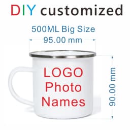 Customized Enamel Metal Mug 350ML Colorful Print Your Photo LOGO Coffee Mugs, Tea Cups, Mothers' Day, Fathers' Day Wedding Gift