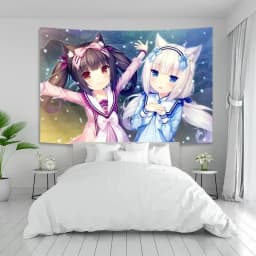 VIKAMA Anime Tapestry with Nekopara Chocola And Vanilla Neko Character Design for Anime Room and Bedroom Wall Decor