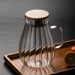 Large-capacity High Borosilicate Vertical Stripes Glass Cold Kettle Lemon Water Bottle Beverage Juice Drink Jug Home Pitcher