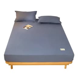 100% Cotton Fitted Bed Sheet with Elastic Band Solid Color Anti-slip Adjustable Mattress Cover for Single Double King Queen Bed