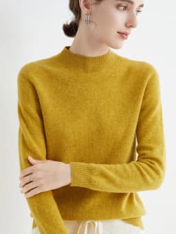 First-Line Seamless Women's Half-Turtleneck 100% Pure Wool Sweater Solid Color Long Sleeve Pullover Knitted Bottoming Sweater