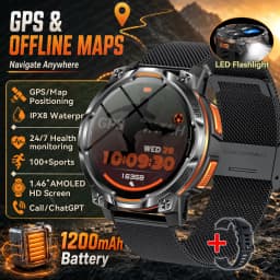 New Upgrade GPS Offline Map Position Smart Watch 1200mAh Battery IPX8 Swim Heart Rate 1.46”AMOLED Screen Men Women Fitness Watch