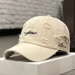 Unisex Asher Embroidery Hole Iron Ring Baseball Caps Spring and Autumn Outdoor Adjustable Casual Hats Hip Hop Hat Sunscreen Hat