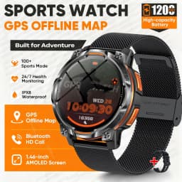 Men Military Built-in GPS Smart Watch Offline Map Navigation 1200mAh Battery Altimeter Compass Sports Watch For iOS Android 2026
