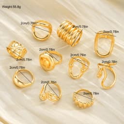 New 10Pcs/Set Irregular Smooth Rings Set for Women Geometric Exaggerated Gold Color Finger Rings Vintage Fashion Party Jewelry