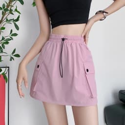 Grey Workwear High Waist A-Line Wide Leg Short Skirt for Women Thin Autumn Style Quick Dry Casual Skirt Girls Ladies