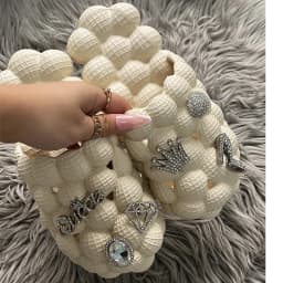 2025 Summer New Bubble Slippers Women Toe-covered Massage Sandals Creative Peanut Shoes Herringbone Slippers Beach Flip Flops