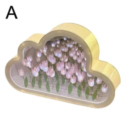 DIY Cloud Mirror Tulip Lamp Night Light Girl Bedroom Ornaments Photo Frame Handmade Glass Bedside Sleep Light Christmas Gifts 