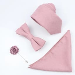 New Solid Color Cotton Men Tie Set Super Soft Suede Necktie Bowtie Suit Vintage Pink Blue Grey For Groom Business Wedding Party