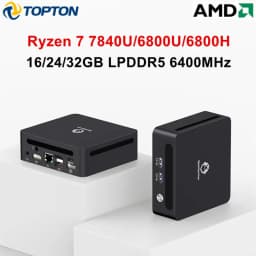 Topton Metal Office Mini PC AMD Ryzen 7 7840U 7735HS 6800H LPDDR5 16/24/32GB 6400MHz Gaming NUC Computer Windows 11 WiFi6 BT5.2