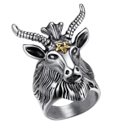 U7 Stainless Steel Big Rings for Man Bird Goat Octopus Shark Serpent Snake Bone Charm Size 7-14 Rock Punk Animal Skull Jewelry