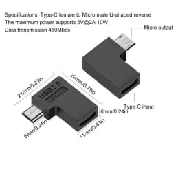 Type-C Female ToMicro Male Adapter USB 2.0 Female Type C To Male Mini USB Adapter Support Microphone Charging Data Transmission
