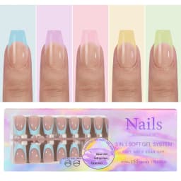 150pcs Multi-size False Nail Press On Acrylic Nails Almond French Wearing Armor Removable Convenient 6 Colors Fake Nail
