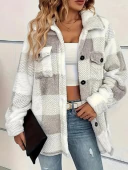 Customizable autumn and winter open-button lapel plaid coat plaid pattern button front jacket warm Suit Jackets