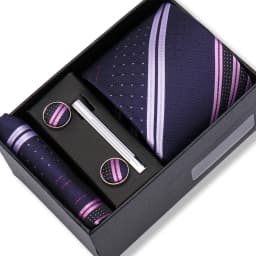 Top Quality Tie Set Gift Box Necktie Pocket Squares Cufflinks Tie-Clip Set With Black Box Men Birthday Gift Gravatas Accessories