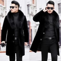 Mink Coat with Men's Fur Integrated Winter Plush Thickened To keep Warm Velvet Slim Fit Long Solid Color Faux Fur Jacket C29
