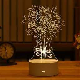 USB Operated 3D Acrylic LED Night Light Wedding Birthday Party Festival Kid Mother's Day Gift Bedroom Decor Neon Night Lamp