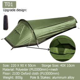 Camping Tent 1 Person, Ultralight Tent Single Mesh Bivy Waterproof Sleeping Gear for Camping Hiking Backpacking 1 Person Tent