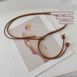 1pcs New Style Soft Leather Cord Thin Waist Belt for Women, Summer Dress Shirt Decorative Versatile Long Waist Cord Fashionable