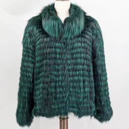 Lady Striped Real Silver Fox Fur Coat Short Jacket Spring Autumn Luxury Elegant Big Size Clothes Luxurious With Fur Collar 2107