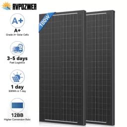 RVPOZWER 12BB Solar Panels 100W 12V N-Type Solar Cells Monocrystalline 23% High-Efficiency PV Power for Home Rooftop Outdoor