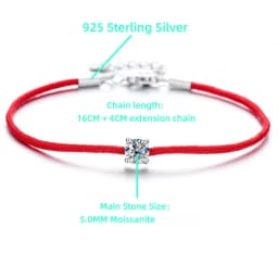 TY 0.5CT 925 Sterling Silver Moissanite Bracelet For Women Men Lucky Red String Bracelet 12constellation Bracelet Fine Jewelry