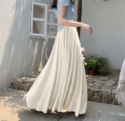 2025 New Women's Chiffon A-Line Maxi Skirt: High Waist Flowy Hem with Elegant Drape & Wide Silhouette